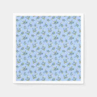 Cottagecore Dainty Blue Rose Paper Cocktail Napkin