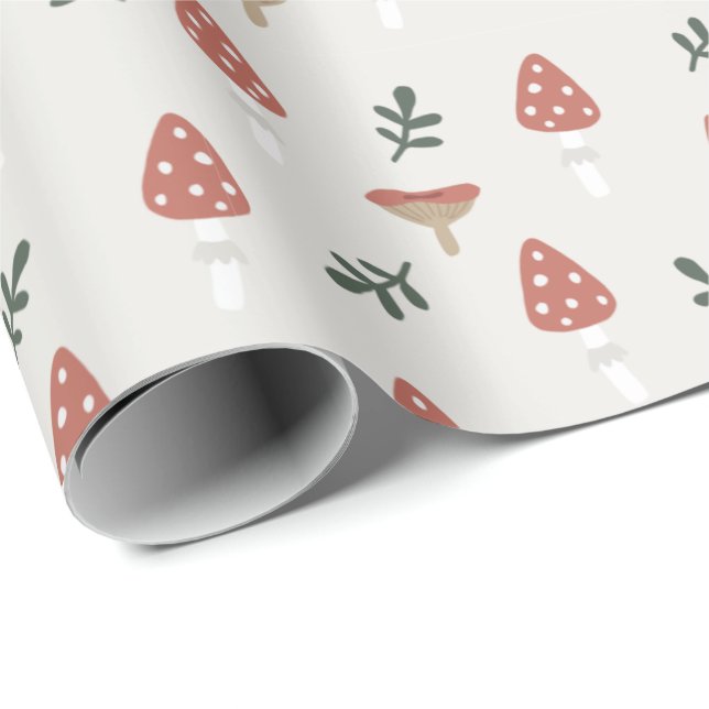 Cottagecore Decor Mushroom Pattern Gift Wrapping Paper (Roll Corner)