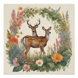 Cottagecore Deer Poster