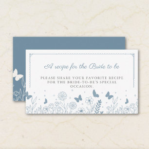 Cottagecore Dusty Blue Floral Bridal Shower Recipe Enclosure Card