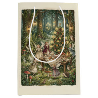 Cottagecore Fairy Frog Mushroom Botanical Medium Gift Bag