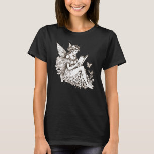 Cottagecore Fairy Reading Book Librarian Bookworm T-Shirt