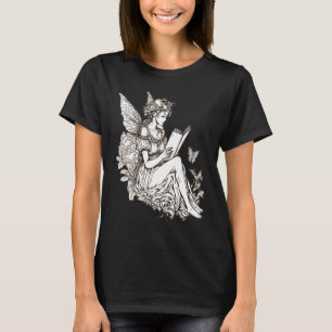 Cottagecore Fairy Reading Book Librarian Bookworm  T-Shirt