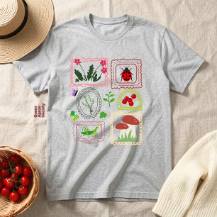 Cottagecore Faux Embroidery Botanical Elements Tri-Blend Shirt