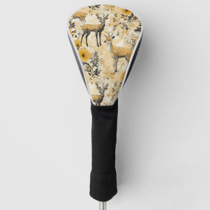 Cottagecore Fawn Floral Pattern Golf Head Cover