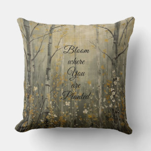 Cottagecore Floral Bloom Where You Are Planted Cushion
