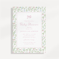 Cottagecore Floral Bow Baby Shower Invitation