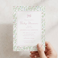 Cottagecore Floral Bow Baby Shower Invitation