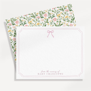 Cottagecore Floral Bow Clipped Corner Nursery card