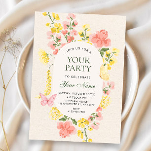 Cottagecore floral garden invitation