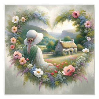 Cottagecore Floral Heart Countryside Cottage  Photo Print