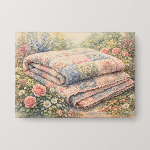 Cottagecore Floral Patchwork Quilt Watercolor