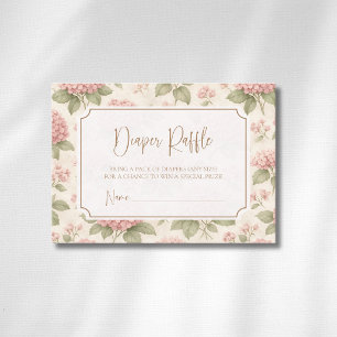 Cottagecore Floral Pink Hydrangea Diaper Raffle Enclosure Card