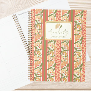 Cottagecore Floral Striped Personalized Planner