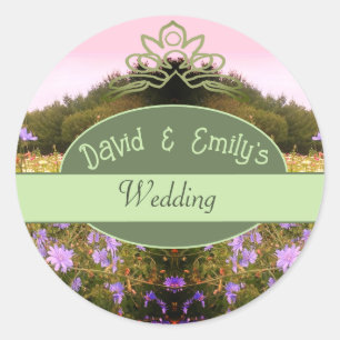 Cottagecore Flower Meadow Wedding  Classic Round Sticker