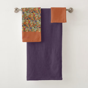 Cottagecore Flowers Botanical Garden name Bath Towel Set