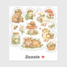 Cottagecore Forest Animals Vinyl Sticker Sheet Set