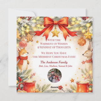 Cottagecore Fox Custom Photo Christmas Card 