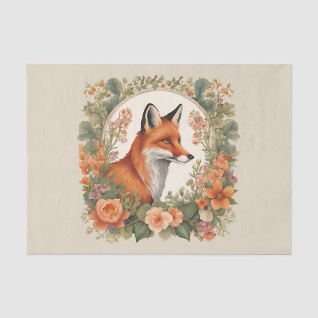 Cottagecore Fox Decoupage Tissue Paper (Front)