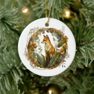 Cottagecore Fox Vintage Ceramic Ornament