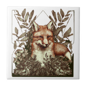 Cottagecore Fox Vintage Ceramic Tile