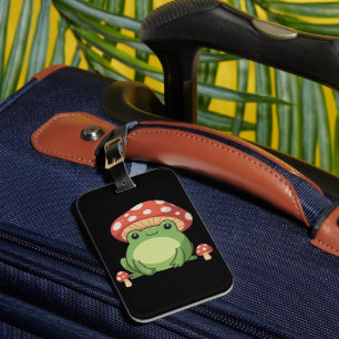 Cottagecore Frog Aesthetic Cute Frog with Mushroom Luggage Tag