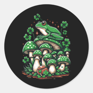Cottagecore Frog Aesthetic Under Mushroom St Patri Classic Round Sticker