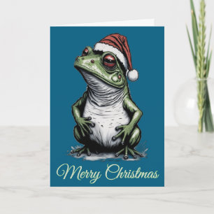 Cottagecore Frog Christmas Custom Message Merry Holiday Card