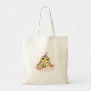 Cottagecore Frog Drinking Boba Tea Sticker Tote Bag