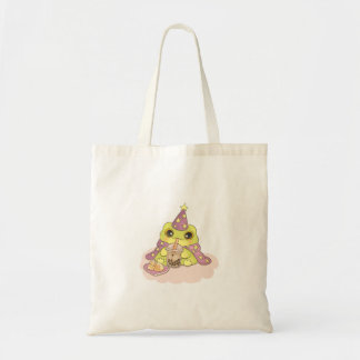 Cottagecore Frog Drinking Boba Tea Sticker Tote Bag