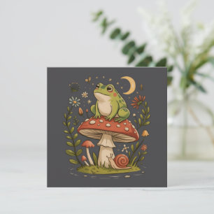 Cottagecore Frog Mushroom Toadstool Moon Forest  Invitation