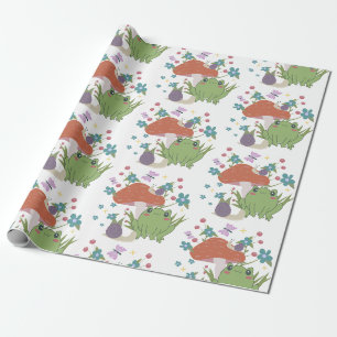 cottagecore frog mushroom wrapping paper