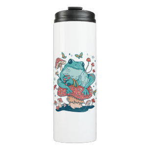 Cottagecore frog on mushroom house thermal tumbler