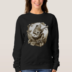 Cottagecore Frog Playing Banjo on a Mushroom Cotta Sweatshirt