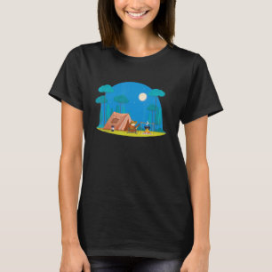 Cottagecore Frog Playing Guitar Camping Campfire M T-Shirt