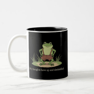 Cottagecore Frog Skedaddle Funny Sarcastic Two-Tone Coffee Mug