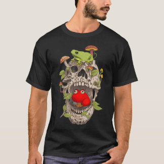 Cottagecore Frog Skull Mushroom Collector Aestheti T-Shirt