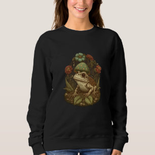 Cottagecore frog Skull Mushroom Collector Women Vi Sweatshirt