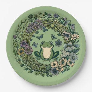 Cottagecore Frog Wildflowers Paper Plate