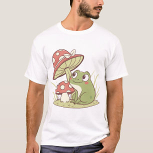 Cottagecore Frog with Mushroom Hat - Aesthetic Toa T-Shirt