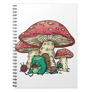 Cottagecore frog with mushroom house notebook