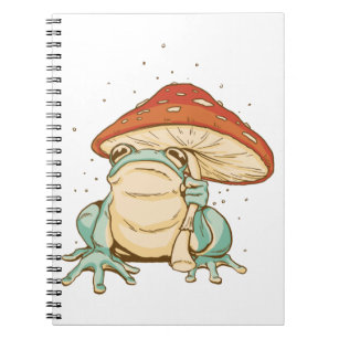 Cottagecore frog with mushroom notebook