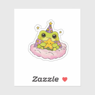 Cottagecore Frog Wizard Holding Star Art Print