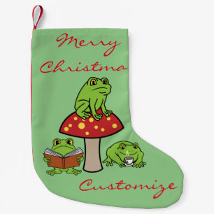 Cottagecore Frogs Thunder_Cove Small Christmas Stocking