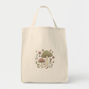 Cottagecore Fungi Floral Aesthetic Reusable Shop Tote Bag