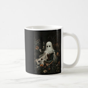 Cottagecore Ghost Reading Book Floral Halloween Coffee Mug