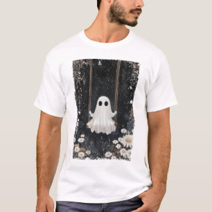 Cottagecore Ghost Swing Floral Aesthetic Halloween T-Shirt