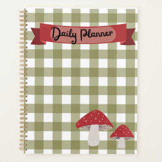 Cottagecore gingham mushroom planner