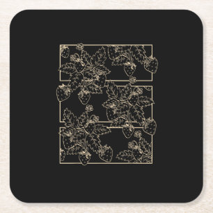 Cottagecore Goblincore Aesthetic Strawberries Square Paper Coaster