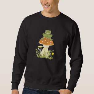 Cottagecore Goblincore Frog Sat On A Forest Mushro Sweatshirt